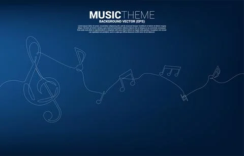 Vector music melody note dancing flow from single line . Concept background f Illustrazione stock