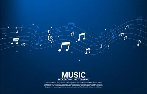 Vector music melody note dancing flow . Concept background for song and conce Stock Illustration