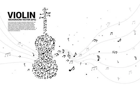Vector music melody note dancing flow shape violin icon . Concept background  Ilustração Stock