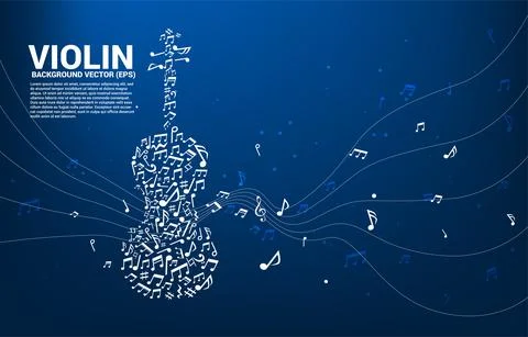 Vector music melody note dancing flow shape violin icon . Concept background  Stock Illustration