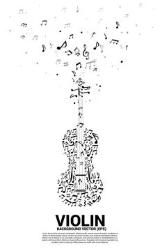 Vector music melody note dancing flow shape violin icon . Concept background  Stock Illustration