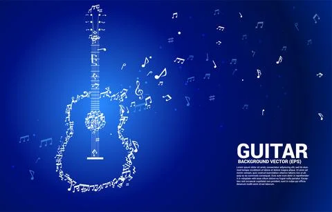 Vector music melody note dancing flow shape guitar icon . Concept background  Ilustração Stock