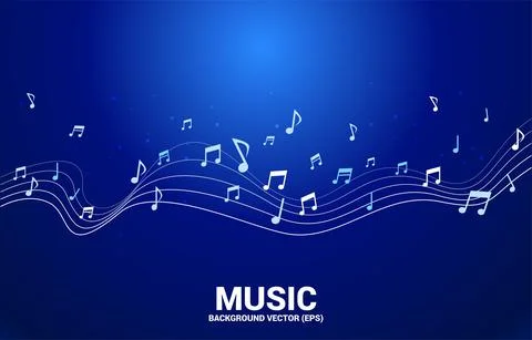 Vector music melody note dancing flow . Concept background for song and conce Stock Illustration