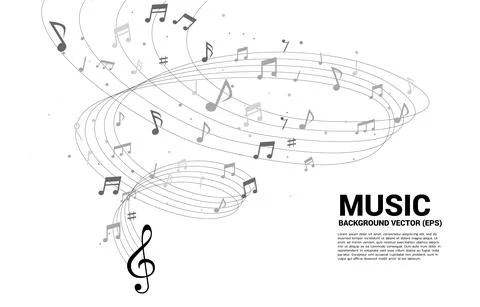 Vector music melody note dancing flow . Concept background for song and conce Stock Illustration