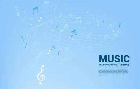 Vector music melody note dancing flow . Concept background for song and conce Stock Illustration