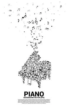 Vector music melody note dancing flow shape piano icon . Concept background f Stock Illustration