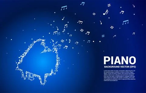 Vector music melody note dancing flow shape piano icon . Concept background f Ilustração Stock
