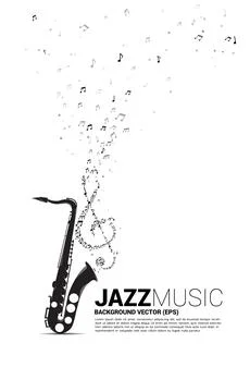 Vector music melody note dancing flow from saxophone . Concept background for Ilustração Stock
