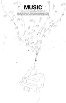 Vector music melody note dancing flow with one line violin . Concept backgrou Stock Illustration