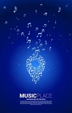 Vector music melody note shaped pin icon. concept background for music festiv Stock Illustration