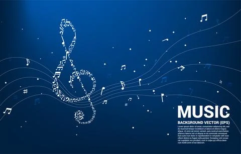 Vector music melody shape sol key note dancing flow . Concept background for  Stock Illustration