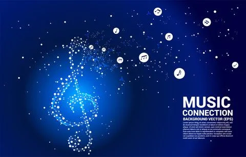 Vector music melody shape sol key note dancing flow . Concept background for  Stock Illustration