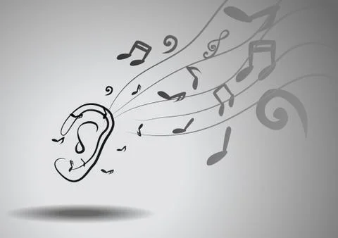Vector : Music notes and earon gray background Stock Illustration