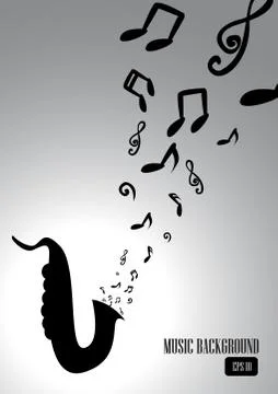 Vector : Music notes and saxophone with space for background Stock Illustration