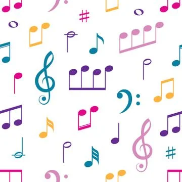 Vector music notes seamless pattern on white Stock Illustration