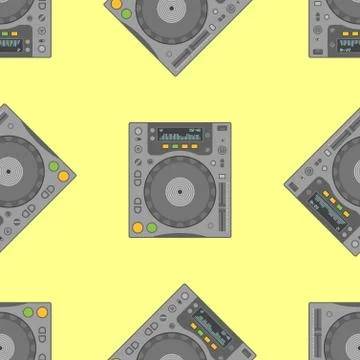 Vector musical equipment seamless pattern. Stock Illustration