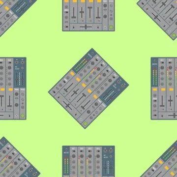 Vector musical equipment seamless pattern. Stock Illustration
