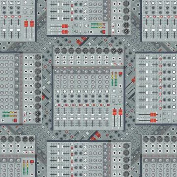 Vector musical equipment seamless pattern. Stock Illustration