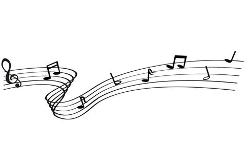 Vector musical note waving line, partitur Stock Illustration