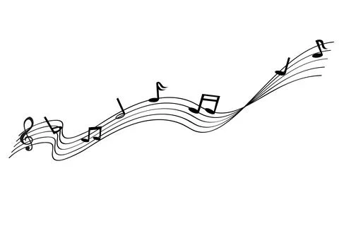 Vector musical note waving line, partitur Stock Illustration