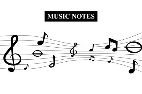 Vector musical notes and butterflies Stock Illustration