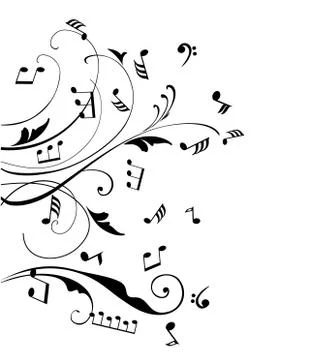 Vector musical notes swirls Stock Illustration