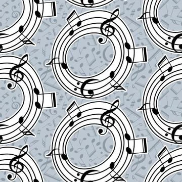 Vector musical pattern with notes Stock Illustration