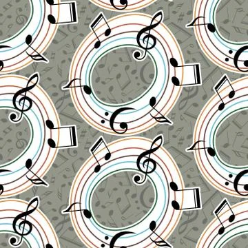 Vector musical pattern with notes Stock Illustration