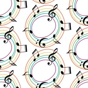 Vector musical pattern with notes Stock Illustration