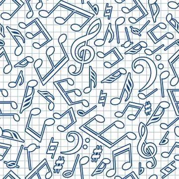 Vector musical pattern with notes Stock Illustration