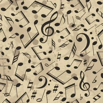 Vector musical pattern with notes 스톡 일러스트