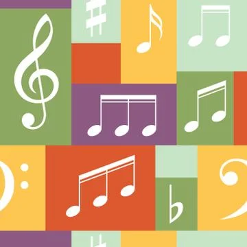 Vector musical pattern with notes Stock Illustration