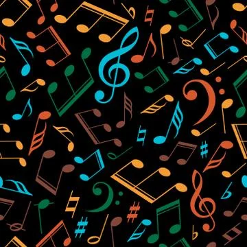 Vector musical pattern with notes Stock Illustration