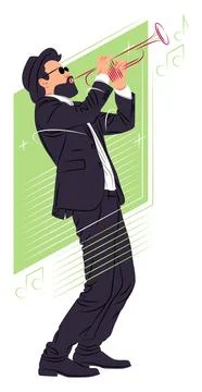 Vector musician in shadow of sharp lines style Stock Illustration