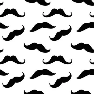 Vector mustaches seamless pattern in black and white イラスト素材
