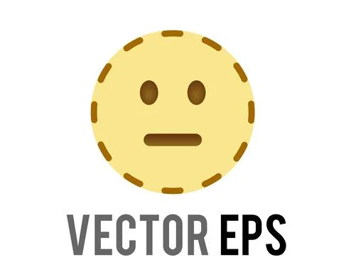 Vector muted yellow neutral helpless, disappointed, upset face icon with dott Illustrazione stock