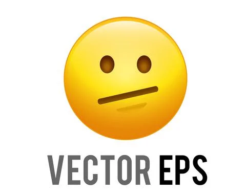 Vector muted yellow neutral helpless, disappointed, upset face icon with dott Illustrazione stock