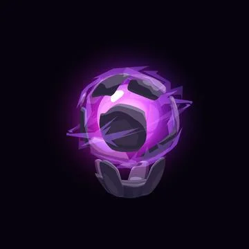 Vector of a mystical purple magic ball on a stand. 库存插图
