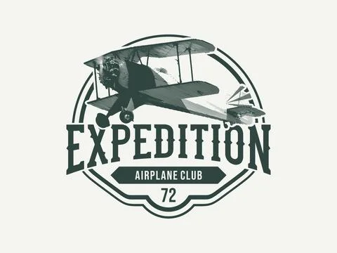 Vector nama emblem biplane label expedition badges vector illustration Stock Illustration