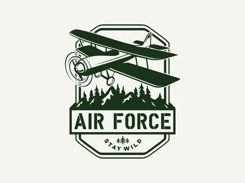 Vector nama emblem biplane label air force badges vector illustration Stock Illustration