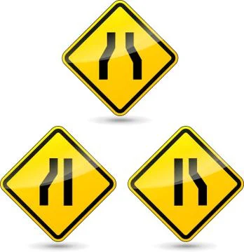 Vector narrow road sign Stock Illustration