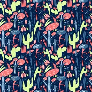 Vector nature composition. Element of seamless pattern. Flat illustration Stock Illustration