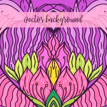 Vector nature decor for your design with abstract flowers. Vector round manda Stock Illustration