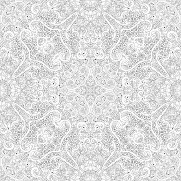 Vector nature hand drawn line art seamless pattern Stock Illustration