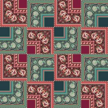 Vector nature patch pattern. Mosaic background Ilustración de archivo