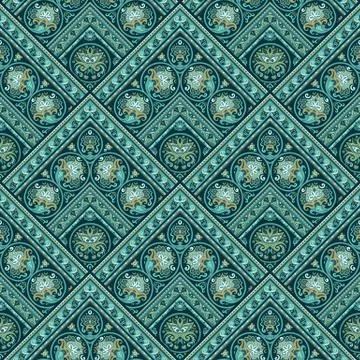 Vector nature patch pattern. Mosaic background イラスト素材