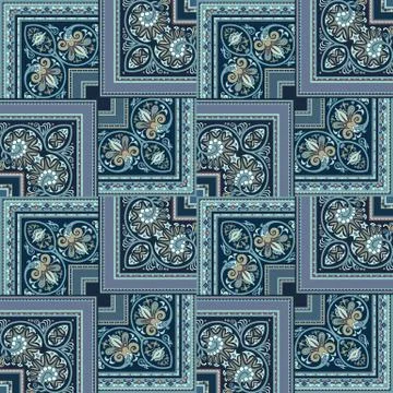 Vector nature patch pattern. Mosaic background Stock Illustration