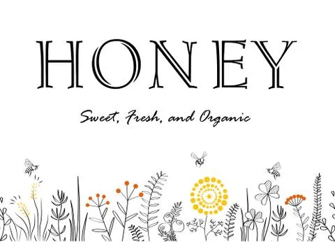 Vector nature seamless background with hand drawn wild herbs, flowers and lea Stock Illustration