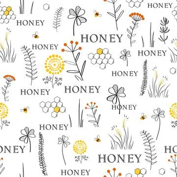 Vector nature seamless background with hand drawn wild herbs, flowers and leaves Stock Illustration