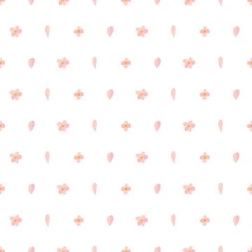 Vector nature seamless pattern with cherry pink petal and bloom. Stock Illustration